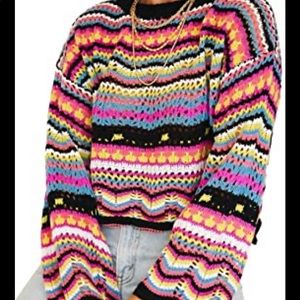 Linsery Women Y2k Crochet Sweater